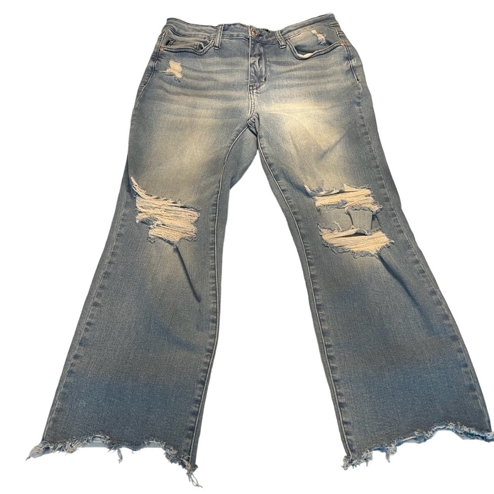 JUDY BLUE Distressed Straight Cropped Jeans Size 9/29 — gently worn - Picture 2 of 11